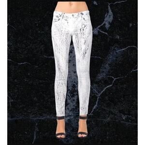 Cult Of Individuality Zen Mid Rise‎ Skinny Jeans White Gray Women's Size 25